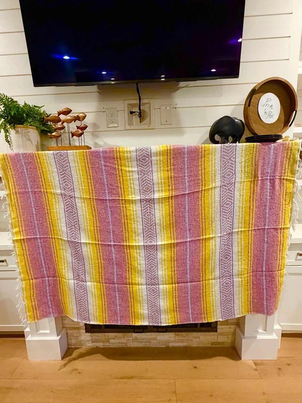 Mexican Falsa Blanket – Woven Striped Serape Throw with Fringe